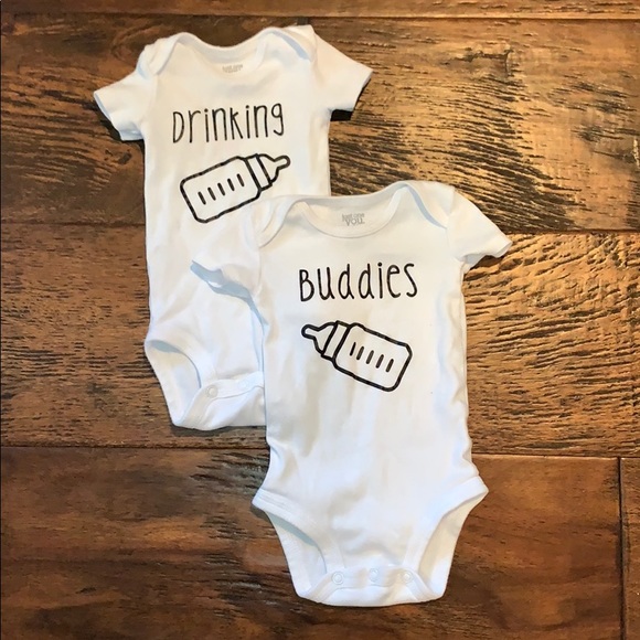 Carter's Other - Twin Baby Onsies “Drinking Buddies” size 3 Months